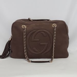 New GUCCI 353126 Soho Nubuck Mocha Shoulder bag